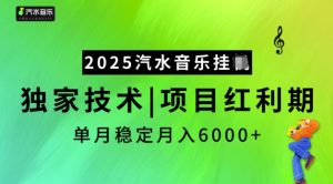 2025汽水音乐挂JI,独家技术,项目红利期,稳定月入5k【揭秘】-皮皮网创