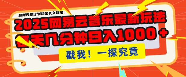 2025最新网易云音乐云梯计划，每天几分钟，单账号月入过W，可批量操作，收益翻倍【揭秘】-皮皮网创