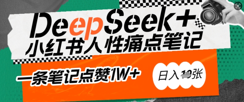 AI赋能小红书爆款秘籍：用DeepSeek轻松抓人性痛点，小白也能写出点赞破万的吸金笔记，日入多张-皮皮网创