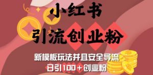 小红书引流创业粉，新模板玩法并且安全导流，日引100+创业粉-皮皮网创