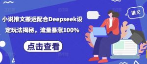 小说推文搬运配合Deepseek设定玩法揭秘，流量暴涨100%-皮皮网创