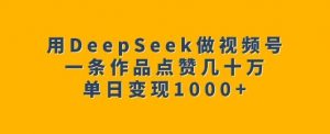 用DeepSeek做视频号,一条作品点赞几十万,单日变现1k-皮皮网创