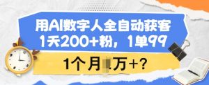 用AI数字人全自动获客，1天200+粉，1单99，1个月1个W+?-皮皮网创