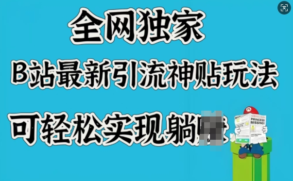 全网独家，B站最新引流神贴玩法，可轻松实现躺Z-皮皮网创