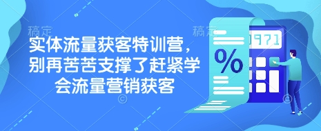 实体流量获客特训营，​别再苦苦支撑了赶紧学会流量营销获客-皮皮网创