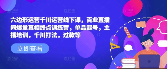 六边形运营千川运营线下课，百业直播间爆量真相终点训练营，单品起号，主播培训，千川打法，过款等-皮皮网创