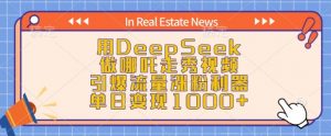 用DeepSeek做哪吒走秀视频，引爆流量涨粉利器，单日变现1k-皮皮网创