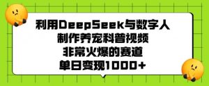 利用DeepSeek与数字人制作养宠科普视频，非常火爆的赛道，单日变现多张-皮皮网创