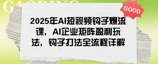 2025年AI短视频钩子爆流课，AI企业矩阵盈利玩法，钩子打法全流程详解-皮皮网创
