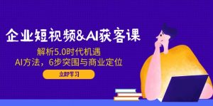 企业短视频&AI获客课:解析5.0时代机遇,AI方法,6步突围与商业定位-皮皮网创