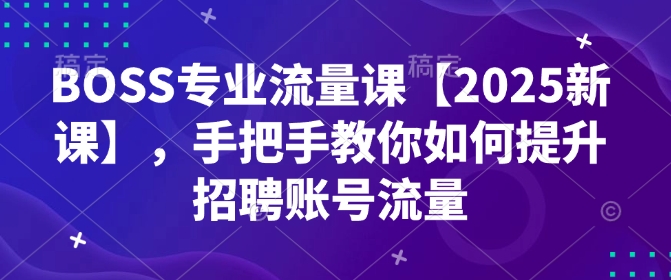 BOSS专业流量课【2025新课】，手把手教你如何提升招聘账号流量-皮皮网创