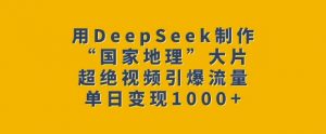 用DeepSeek制作“国家地理”大片，超绝视频引爆流量，单日变现多张-皮皮网创
