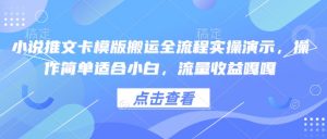 小说推文卡模版搬运全流程实操演示，操作简单适合小白，流量收益嘎嘎-皮皮网创