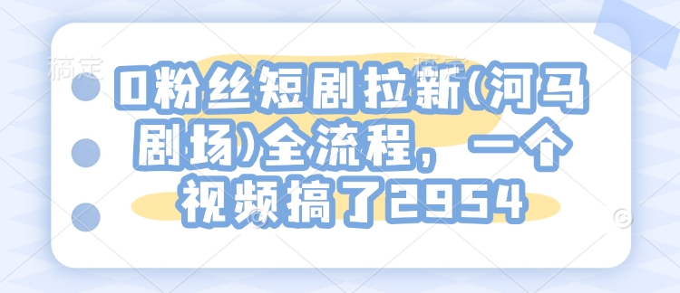0粉丝短剧拉新(河马剧场)全流程，一个视频搞了2954-皮皮网创