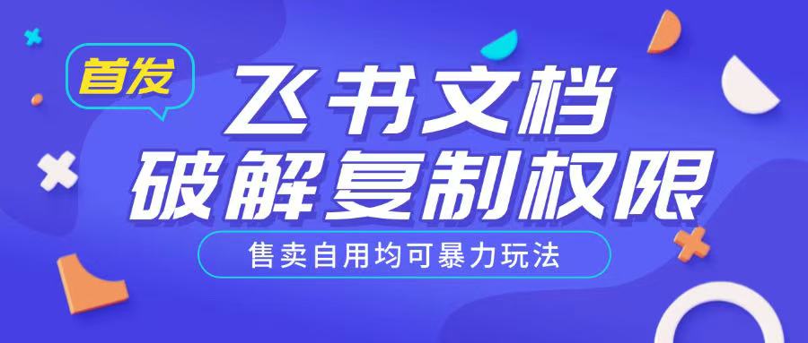 首发飞书文档破解复制权限，售卖自用均可暴力玩法-皮皮网创