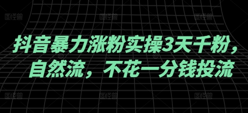抖音暴力涨粉实操3天千粉，自然流，不花一分钱投流，实操经验分享-皮皮网创