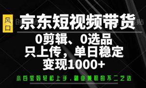京东短视频带货，0剪辑，0选品，只需上传素材，单日稳定变现1000+-皮皮网创