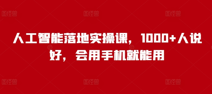 人工智能落地实操课，1000+人说好，会用手机就能用-皮皮网创