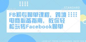 FB粉专聊单课程,跨境电商必备指南,教你轻松玩转Facebook聊单-皮皮网创