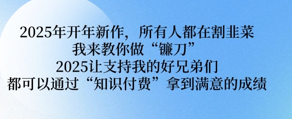 2025年开年新作，所有人都在割韭菜，我来教你做“镰刀” 2025让支持我的好兄弟们都可以通过“知识付费”拿到满意的成绩【揭秘】-皮皮网创