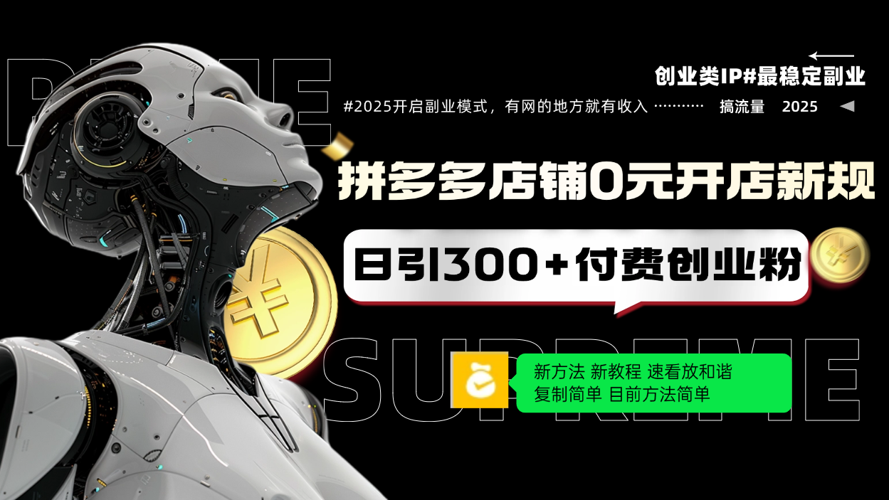 拼多多店铺0元开店新规，日引300+付费创业粉，目前方法简单复制粘贴可矩阵-皮皮网创