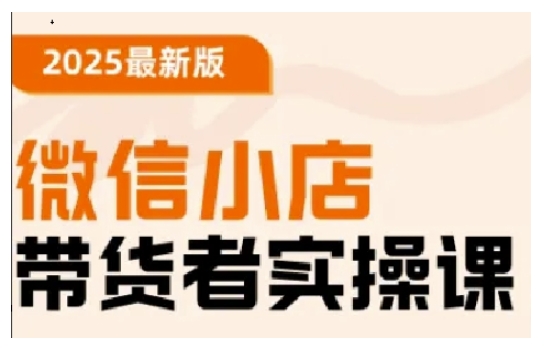 2025最新版微信小店带货者实操课，基础操作到高级运营技巧，快速上手-皮皮网创