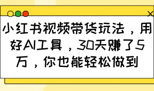 小红书视频带货玩法,用好AI工具,30天赚了5万,你也能轻松做到-皮皮网创