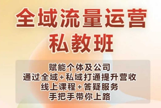 全域流量运营操盘课，赋能个体及公司通过全域+私域打通提升营收-皮皮网创