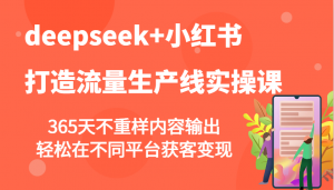 deepseek+小红书打造流量生产线实操课，365天不重样内容输出，轻松在不同平台获客变现-皮皮网创