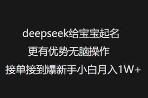 deepseek给宝宝起名更有优势无脑操作接单接到爆新手小白月入1W+-皮皮网创