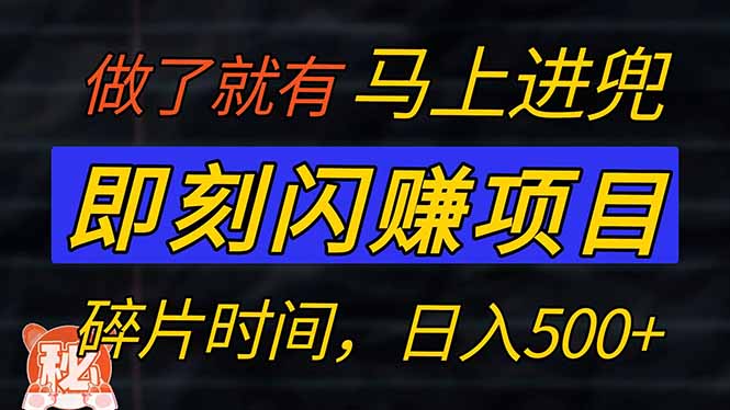 零门槛 即刻闪赚项目！！！仅手机操作，利用碎片时间，轻松日赚500+-皮皮网创