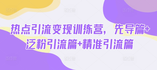 热点引流变现训练营，先导篇+泛粉引流篇+精准引流篇-皮皮网创