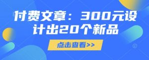 付费文章：300元设计出20个新品-皮皮网创