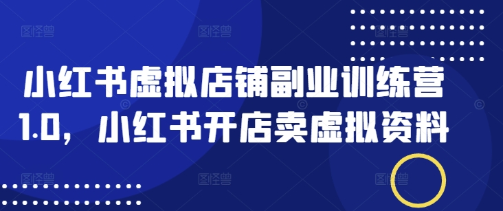 小红书虚拟店铺副业训练营1.0，小红书开店卖虚拟资料-皮皮网创