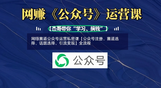网创赛道公众号运营私密课【公众号注册、赛道选择、话题选择、引流变现】全流程-皮皮网创