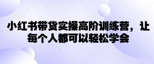 小红书带货实操高阶训练营，让每个人都可以轻松学会-皮皮网创