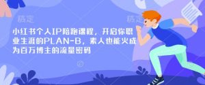 小红书个人IP陪跑课程,开启你职业生涯的PLAN-B,素人也能火成为百万博主的流量密码-皮皮网创