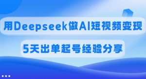 佣金45%，用Deepseek做AI短视频变现，5天出单起号经验分享-皮皮网创