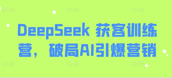 DeepSeek 获客训练营，破局AI引爆营销-皮皮网创