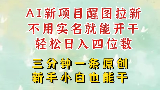 AI新风口，2025拉新项目，醒图拉新强势来袭，五分钟一条作品，单号日入四位数-皮皮网创
