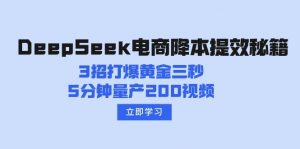 DeepSeek电商降本提效秘籍：3招打爆黄金三秒，5分钟量产200视频-皮皮网创
