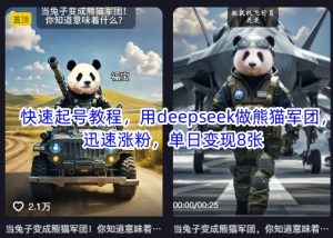 快速起号教程，用deepseek做熊猫军团，迅速涨粉，单日变现8张-皮皮网创
