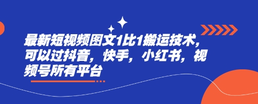 最新短视频图文1比1搬运技术，可以过抖音，快手，小红书，视频号所有平台-皮皮网创