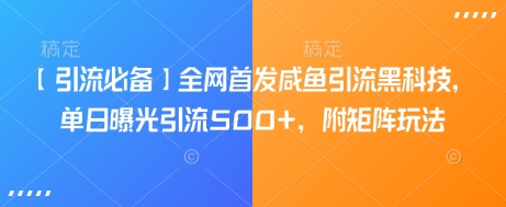 【引流必备】全网首发咸鱼引流黑科技，单日曝光引流500+，附矩阵玩法【揭秘】-皮皮网创