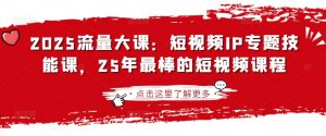 2025流量大课:短视频IP专题技能课,25年最棒的短视频课程-皮皮网创