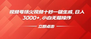 视频号爆火视频十秒一键生成，日入3000+，小白无脑操作-皮皮网创
