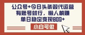 公众号+今日头条双代运营,有账号就行,单日稳定变现8张【揭秘】-皮皮网创
