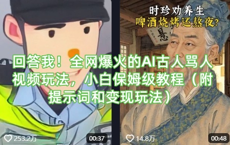 回答我！全网爆火的AI古人骂人视频玩法，小白保姆级教程(附提示词和变现玩法)-皮皮网创