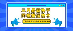 三月最新快手同框搬运技术,无需混剪 条条出爆款 安卓苹果通用-皮皮网创