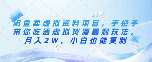 闲鱼卖虚拟资料项目，手把手带你吃透虚拟资源暴利玩法，月入2W，小白也能复制-皮皮网创